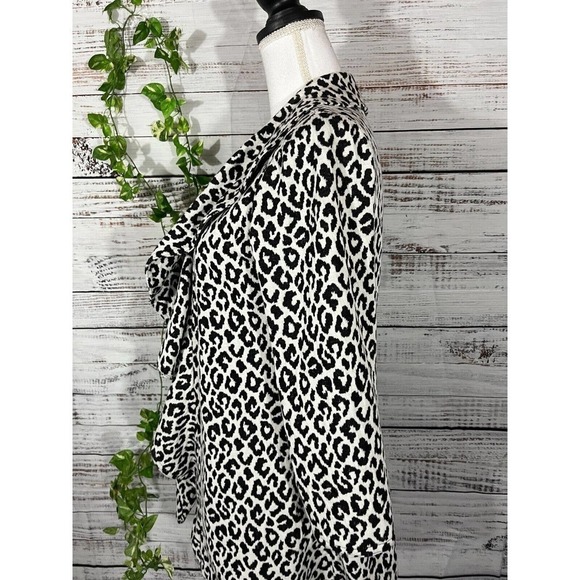 Calvin Klein Jacket size 2 Black White Cheetah Leopard Waterfall Career Stretch - Picture 11 of 13